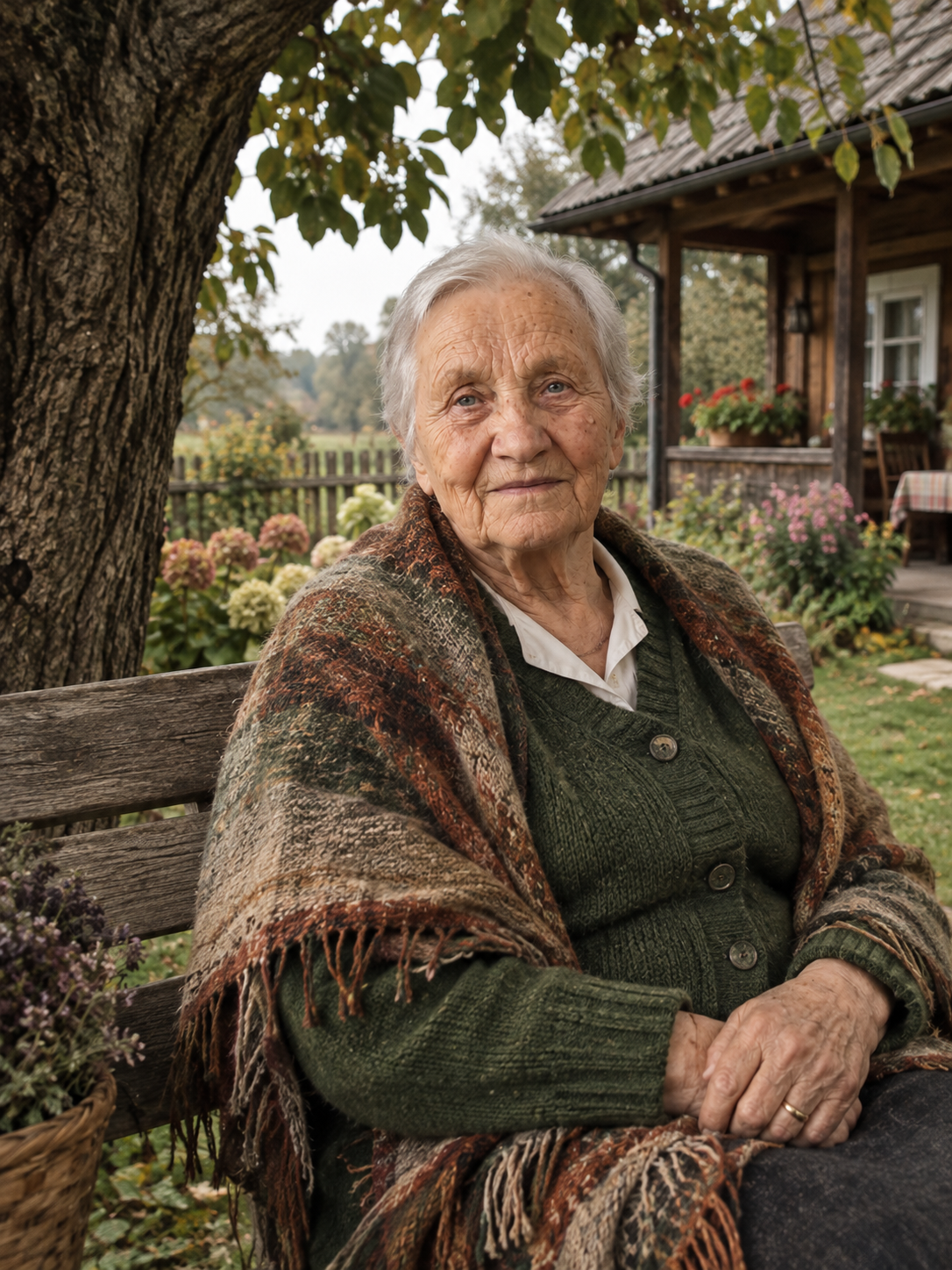 Jadzia na ławce w ogrodzie — autorka programu Powrót do siebie